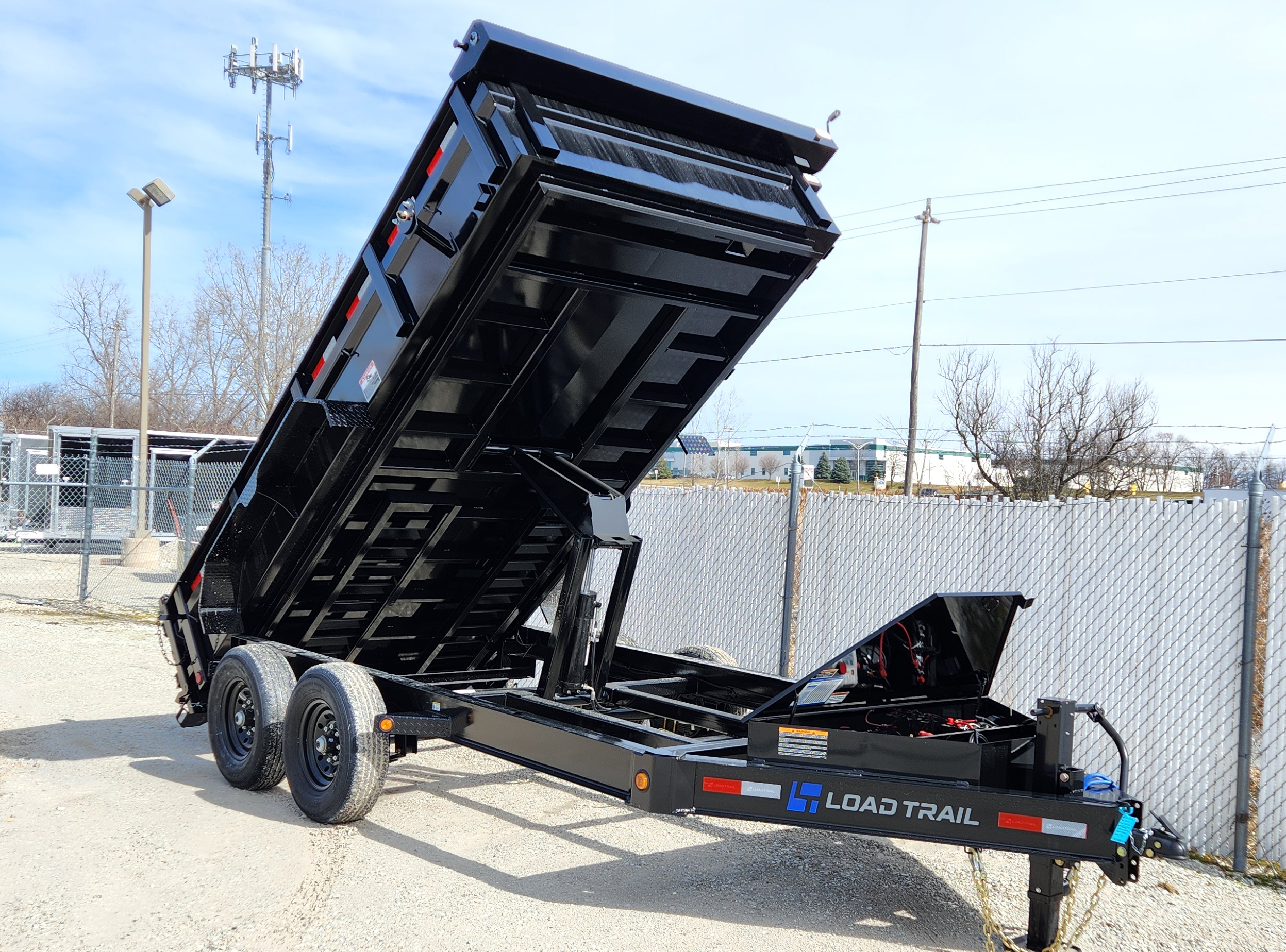 Load Trail 83" X 14' Tandem Axle 14,000 Lb Low Profile Dump Trailer with Scissor Lift with 30" Max Step